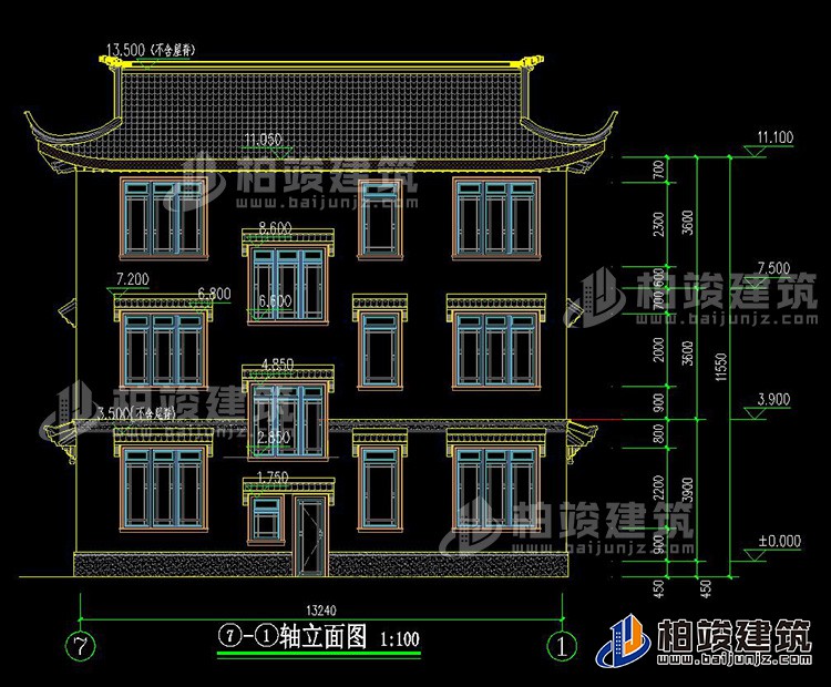 背立面图